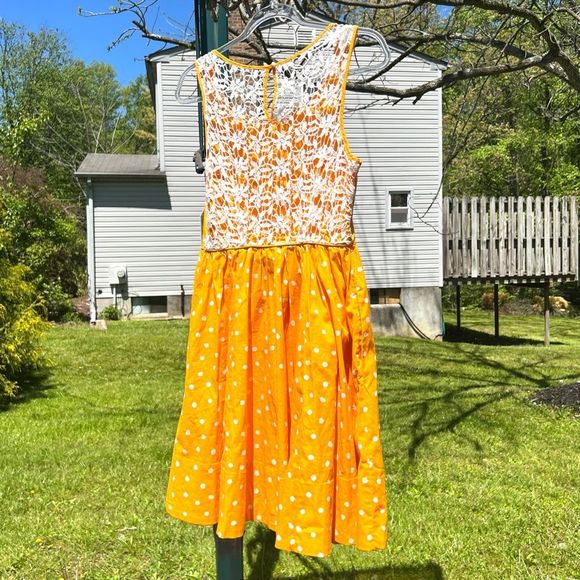 NWT $118 Anthropologie | Moulinette Souers | Polka Dot | Cotton Dress |Marigold - Picture 6 of 12
